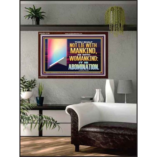THOU SHALT NOT LIE WITH MANKIND AS WITH WOMANKIND IT IS ABOMINATION  Bible Verse for Home Acrylic Frame  GWARK12169  