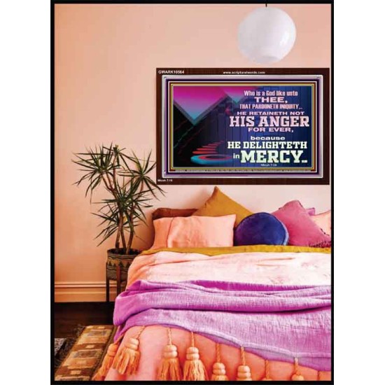 THE LORD DELIGHTETH IN MERCY  Contemporary Christian Wall Art Acrylic Frame  GWARK10564  
