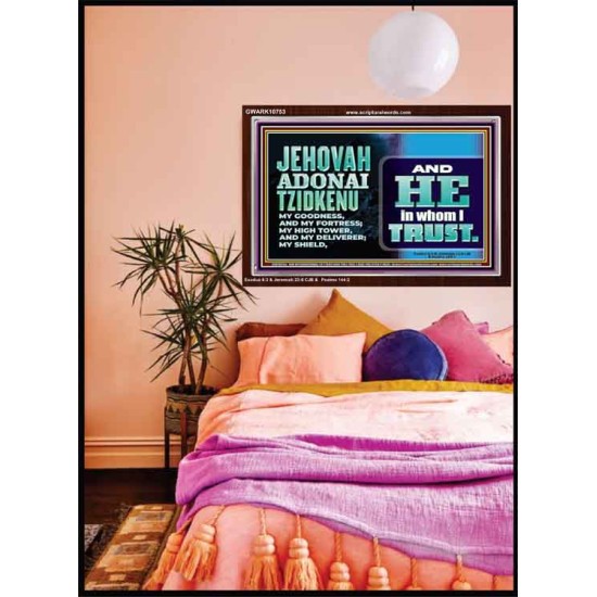 JEHOVAH ADONAI TZIDKENU OUR RIGHTEOUSNESS OUR GOODNESS FORTRESS HIGH TOWER DELIVERER AND SHIELD  Christian Quotes Acrylic Frame  GWARK10753  