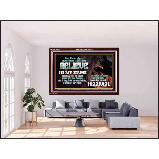 IN MY NAME SHALL THEY CAST OUT DEVILS  Christian Quotes Acrylic Frame  GWARK10460  