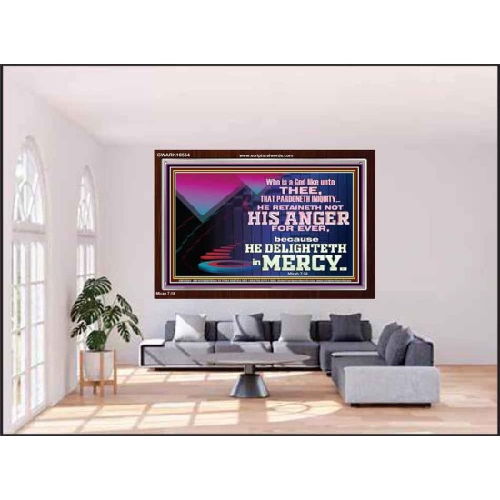 THE LORD DELIGHTETH IN MERCY  Contemporary Christian Wall Art Acrylic Frame  GWARK10564  