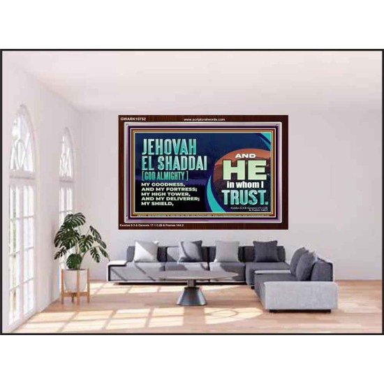 JEHOVAH EL SHADDAI GOD ALMIGHTY OUR GOODNESS FORTRESS HIGH TOWER DELIVERER AND SHIELD  Christian Quotes Acrylic Frame  GWARK10752  