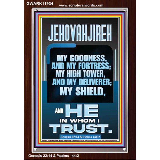JEHOVAH JIREH MY GOODNESS MY FORTRESS MY HIGH TOWER MY DELIVERER MY SHIELD  Sanctuary Wall Portrait  GWARK11934  