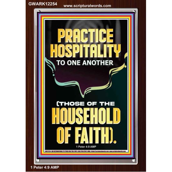 PRACTICE HOSPITALITY TO ONE ANOTHER  Contemporary Christian Wall Art Portrait  GWARK12254  