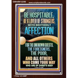 BE HOSPITABLE BE A LOVER OF STRANGERS WITH BROTHERLY AFFECTION  Christian Wall Art  GWARK12256  "25x33"