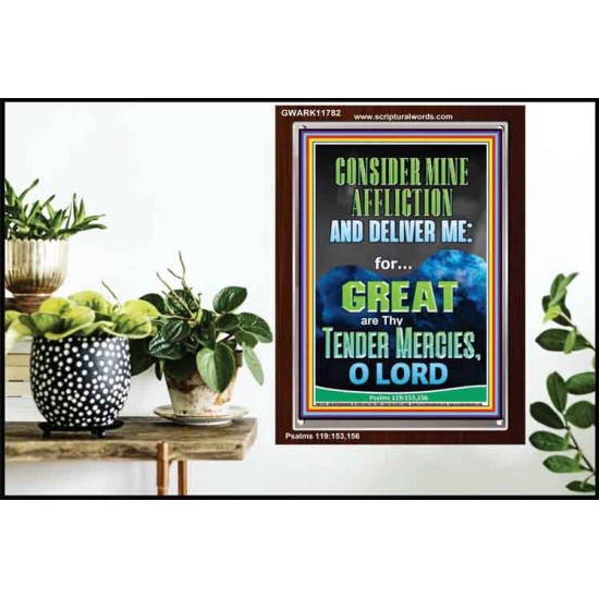 CONSIDER MINE AFFLICTION O LORD MY GOD  Christian Quote Portrait  GWARK11782  