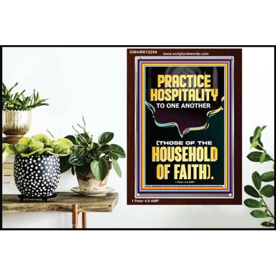 PRACTICE HOSPITALITY TO ONE ANOTHER  Contemporary Christian Wall Art Portrait  GWARK12254  