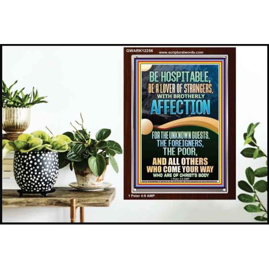 BE HOSPITABLE BE A LOVER OF STRANGERS WITH BROTHERLY AFFECTION  Christian Wall Art  GWARK12256  