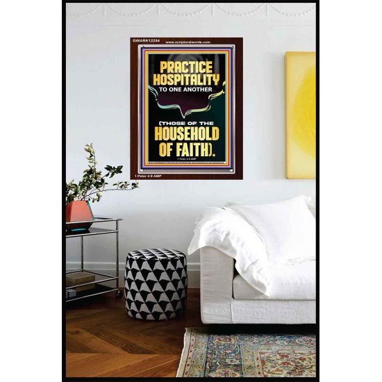 PRACTICE HOSPITALITY TO ONE ANOTHER  Contemporary Christian Wall Art Portrait  GWARK12254  