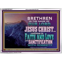 CONTINUE IN FAITH LOVE AND SANCTIFICATION WITH SOBRIETY  Unique Scriptural Acrylic Frame  GWARMOUR10417  "18X12"
