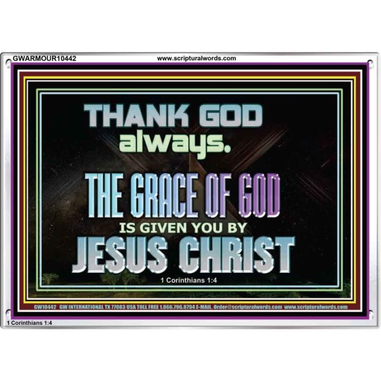 THANKING GOD ALWAYS OPENS GREATER DOOR  Scriptural Décor Acrylic Frame  GWARMOUR10442  