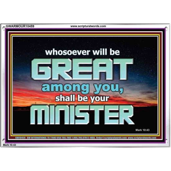 HUMILITY AND SERVICE BEFORE GREATNESS  Encouraging Bible Verse Acrylic Frame  GWARMOUR10459  