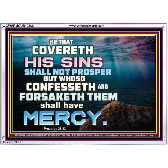 HE THAT COVERETH HIS SIN SHALL NOT PROSPER  Contemporary Christian Wall Art  GWARMOUR10466  