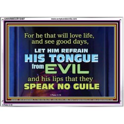 KEEP YOUR TONGUES FROM ALL EVIL  Bible Scriptures on Love Acrylic Frame  GWARMOUR10497  "18X12"