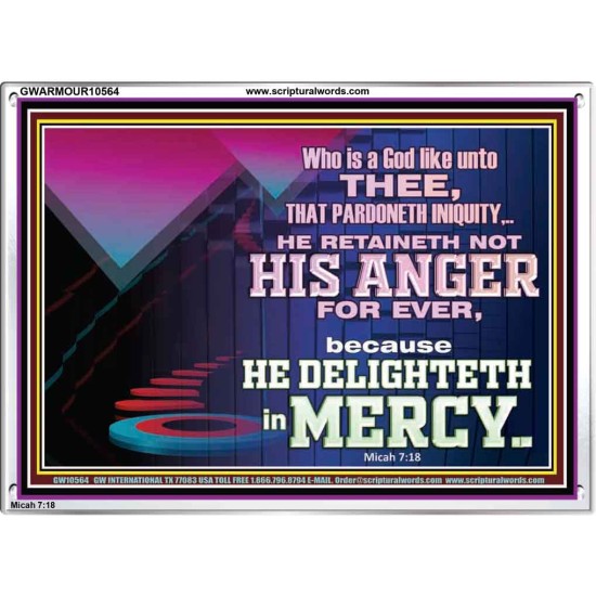 THE LORD DELIGHTETH IN MERCY  Contemporary Christian Wall Art Acrylic Frame  GWARMOUR10564  
