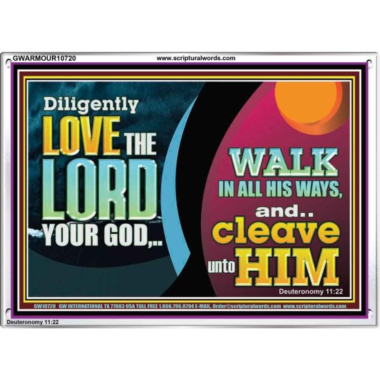 DILIGENTLY LOVE THE LORD WALK IN ALL HIS WAYS  Unique Scriptural Acrylic Frame  GWARMOUR10720  