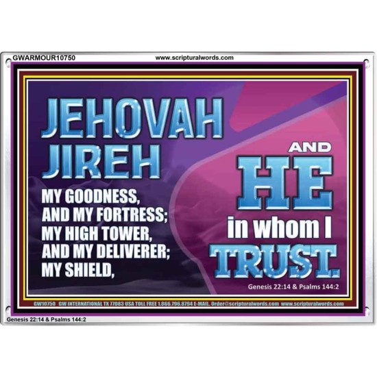 JEHOVAH JIREH OUR GOODNESS FORTRESS HIGH TOWER DELIVERER AND SHIELD  Encouraging Bible Verses Acrylic Frame  GWARMOUR10750  