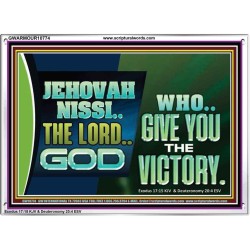 JEHOVAHNISSI THE LORD GOD WHO GIVE YOU THE VICTORY  Bible Verses Wall Art  GWARMOUR10774  "18X12"