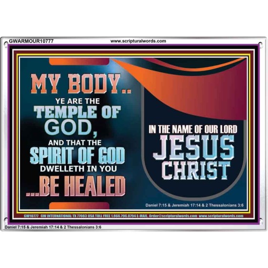 YOU ARE THE TEMPLE OF GOD BE HEALED IN THE NAME OF JESUS CHRIST  Bible Verse Wall Art  GWARMOUR10777  
