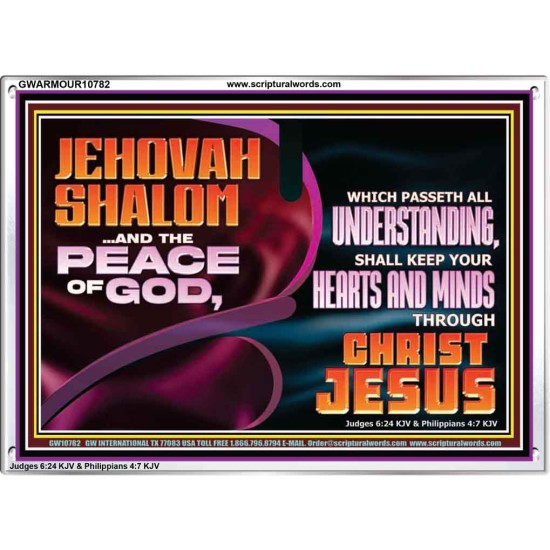 JEHOVAH SHALOM THE PEACE OF GOD KEEP YOUR HEARTS AND MINDS  Bible Verse Wall Art Acrylic Frame  GWARMOUR10782  