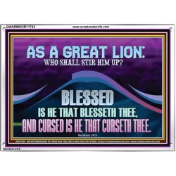 AS A GREAT LION WHO SHALL STIR HIM UP  Scriptural Portrait Glass Acrylic Frame  GWARMOUR11743  "18X12"