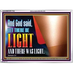 AND GOD SAID LET THERE BE LIGHT AND THERE WAS LIGHT  Biblical Art Glass Acrylic Frame  GWARMOUR11744  