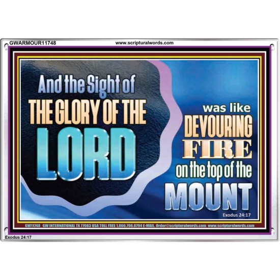 THE SIGHT OF THE GLORY OF THE LORD IS LIKE A DEVOURING FIRE ON THE TOP OF THE MOUNT  Righteous Living Christian Picture  GWARMOUR11748  