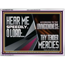 HEAR ME SPEEDILY O LORD ACCORDING TO THY LOVINGKINDNESS  Ultimate Inspirational Wall Art Acrylic Frame  GWARMOUR11922  "18X12"