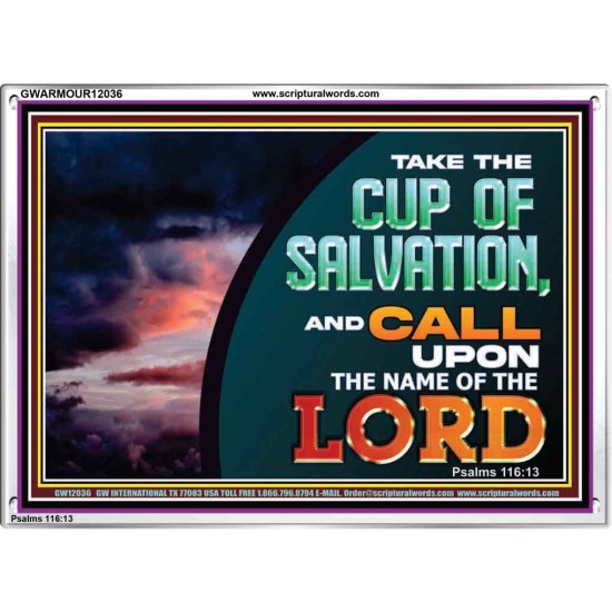 TAKE THE CUP OF SALVATION  Unique Scriptural Picture  GWARMOUR12036  