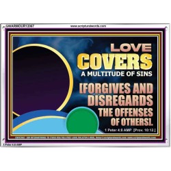 FORGIVES AND DISREGARDS THE OFFENSES OF OTHERS  Religious Wall Art Acrylic Frame  GWARMOUR12067  "18X12"