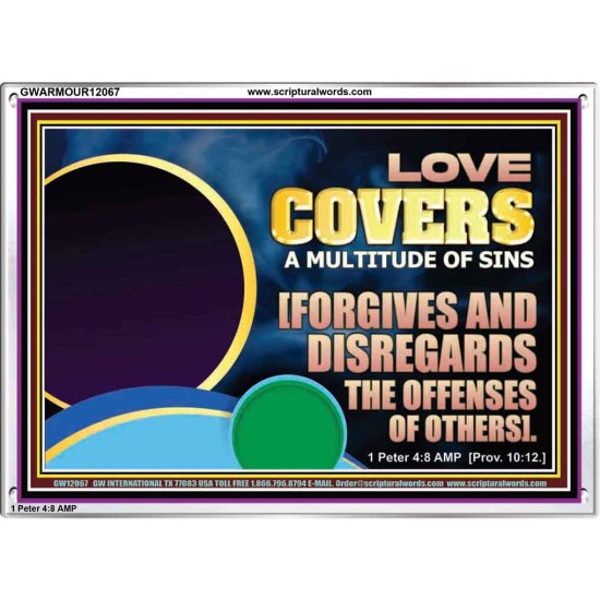 FORGIVES AND DISREGARDS THE OFFENSES OF OTHERS  Religious Wall Art Acrylic Frame  GWARMOUR12067  