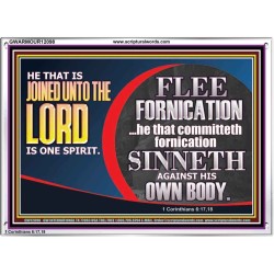 HE THAT IS JOINED UNTO THE LORD IS ONE SPIRIT FLEE FORNICATION  Scriptural Décor  GWARMOUR12098  "18X12"