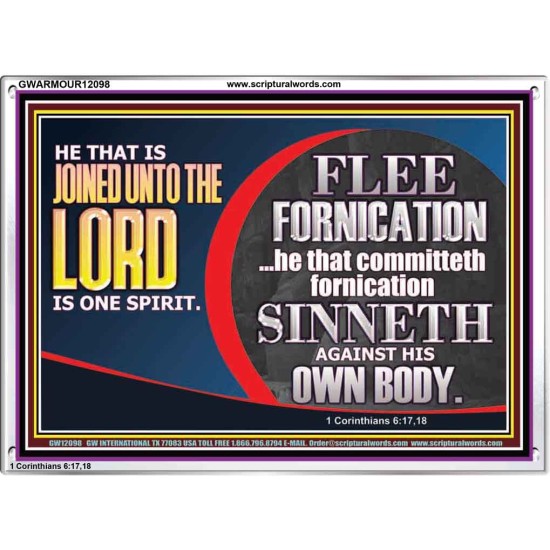 HE THAT IS JOINED UNTO THE LORD IS ONE SPIRIT FLEE FORNICATION  Scriptural Décor  GWARMOUR12098  