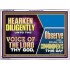 HEARKEN DILIGENTLY UNTO THE VOICE OF THE LORD THY GOD  Custom Wall Scriptural Art  GWARMOUR12126  "18X12"