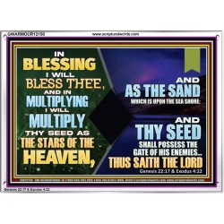 IN BLESSING I WILL BLESS THEE  Unique Bible Verse Acrylic Frame  GWARMOUR12150  "18X12"