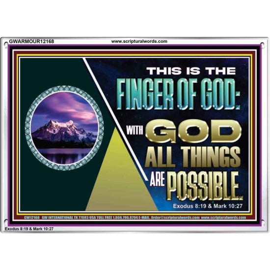 THIS IS THE FINGER OF GOD WITH GOD ALL THINGS ARE POSSIBLE  Bible Verse Wall Art  GWARMOUR12168  