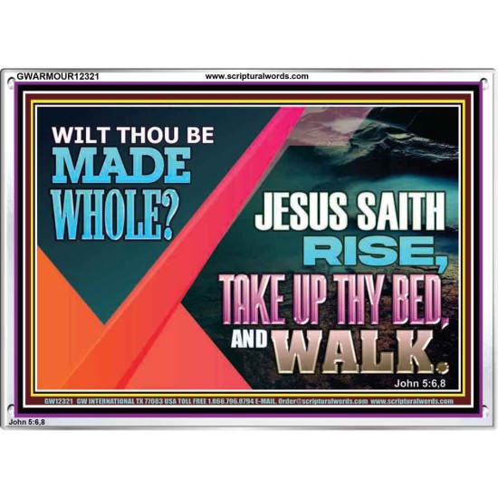 JESUS SAITH RISE TAKE UP THY BED AND WALK  Unique Scriptural Acrylic Frame  GWARMOUR12321  