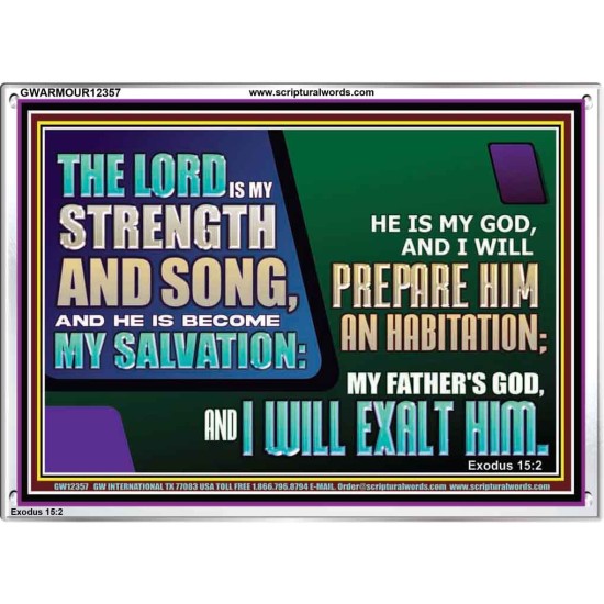 THE LORD IS MY STRENGTH AND SONG AND I WILL EXALT HIM  Children Room Wall Acrylic Frame  GWARMOUR12357  