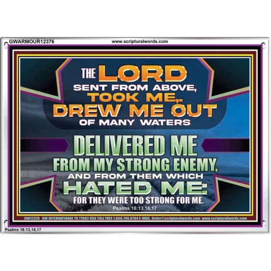 DELIVERED ME FROM MY STRONG ENEMY  Sanctuary Wall Acrylic Frame  GWARMOUR12376  