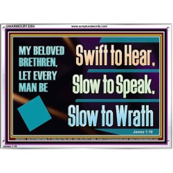 SWIFT TO HEAR SLOW TO SPEAK SLOW TO WRATH  Church Decor Acrylic Frame  GWARMOUR13054  "18X12"