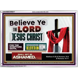 WHOSOEVER BELIEVETH ON HIM SHALL NOT BE ASHAMED  Contemporary Christian Wall Art  GWARMOUR9917  "18X12"