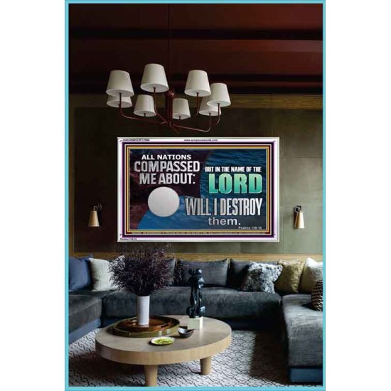 IN THE NAME OF THE LORD WILL I DESTROY THEM  Biblical Paintings Acrylic Frame  GWARMOUR12966  