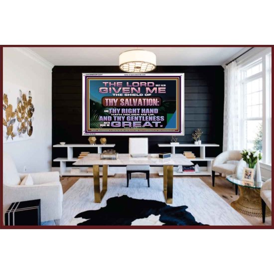 THY RIGHT HAND HATH HOLDEN ME UP  Ultimate Inspirational Wall Art Acrylic Frame  GWARMOUR12377  