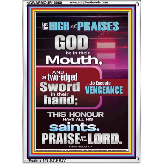 PRAISE HIM AND WITH TWO EDGED SWORD TO EXECUTE VENGEANCE  Bible Verse Portrait  GWARMOUR10060  