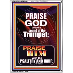 PRAISE HIM WITH TRUMPET, PSALTERY AND HARP  Inspirational Bible Verses Portrait  GWARMOUR10063  "12x18"