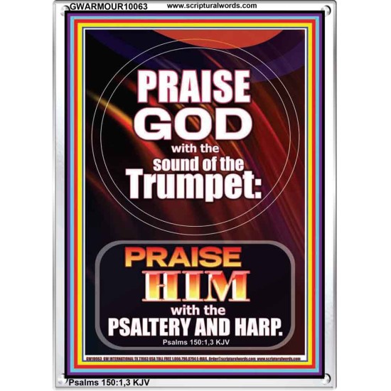 PRAISE HIM WITH TRUMPET, PSALTERY AND HARP  Inspirational Bible Verses Portrait  GWARMOUR10063  