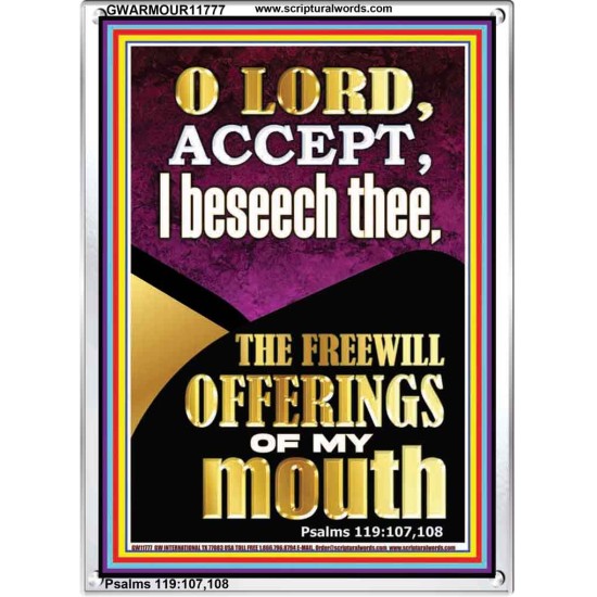 ACCEPT THE FREEWILL OFFERINGS OF MY MOUTH  Encouraging Bible Verse Portrait  GWARMOUR11777  