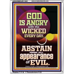 GOD IS ANGRY WITH THE WICKED EVERY DAY ABSTAIN FROM EVIL  Scriptural Décor  GWARMOUR11801  "12x18"