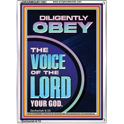 DILIGENTLY OBEY THE VOICE OF THE LORD OUR GOD  Unique Power Bible Portrait  GWARMOUR11901  "12x18"