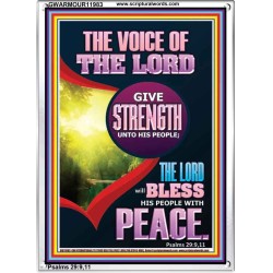 THE VOICE OF THE LORD GIVE STRENGTH UNTO HIS PEOPLE  Bible Verses Portrait  GWARMOUR11983  "12x18"